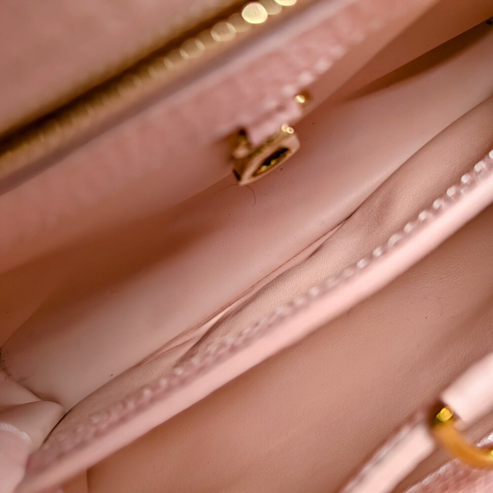 Louis Vuitton Rare Pink and Cream Capucines BB in Grained Taurillon Leather - Picture 12 of 16